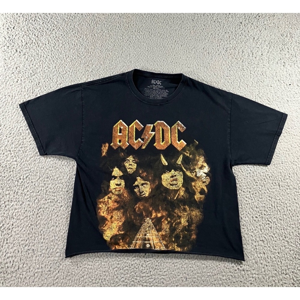 AC/DC Cropped T-Shirt Women M Black Graphic Highway 1979 Tour Band Tee
